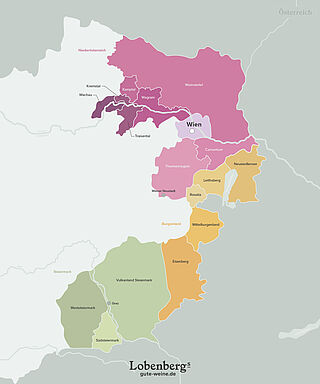 Landkarte mit Weinregionen in Österreich