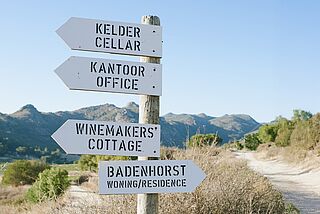 Schilder zum Weingut